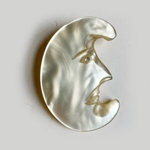 vintage handcarved mid century moon pin man in the moon